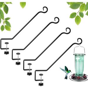 Adnee 4 Pcs Deck Bird Feeder Hanger for Railing-12.5 Inch Deck Railing Plant Hanger with Non Slip Clamp-Deck Rail Planter Hooks for Suet Baskets, Lanterns, Wind Chimes