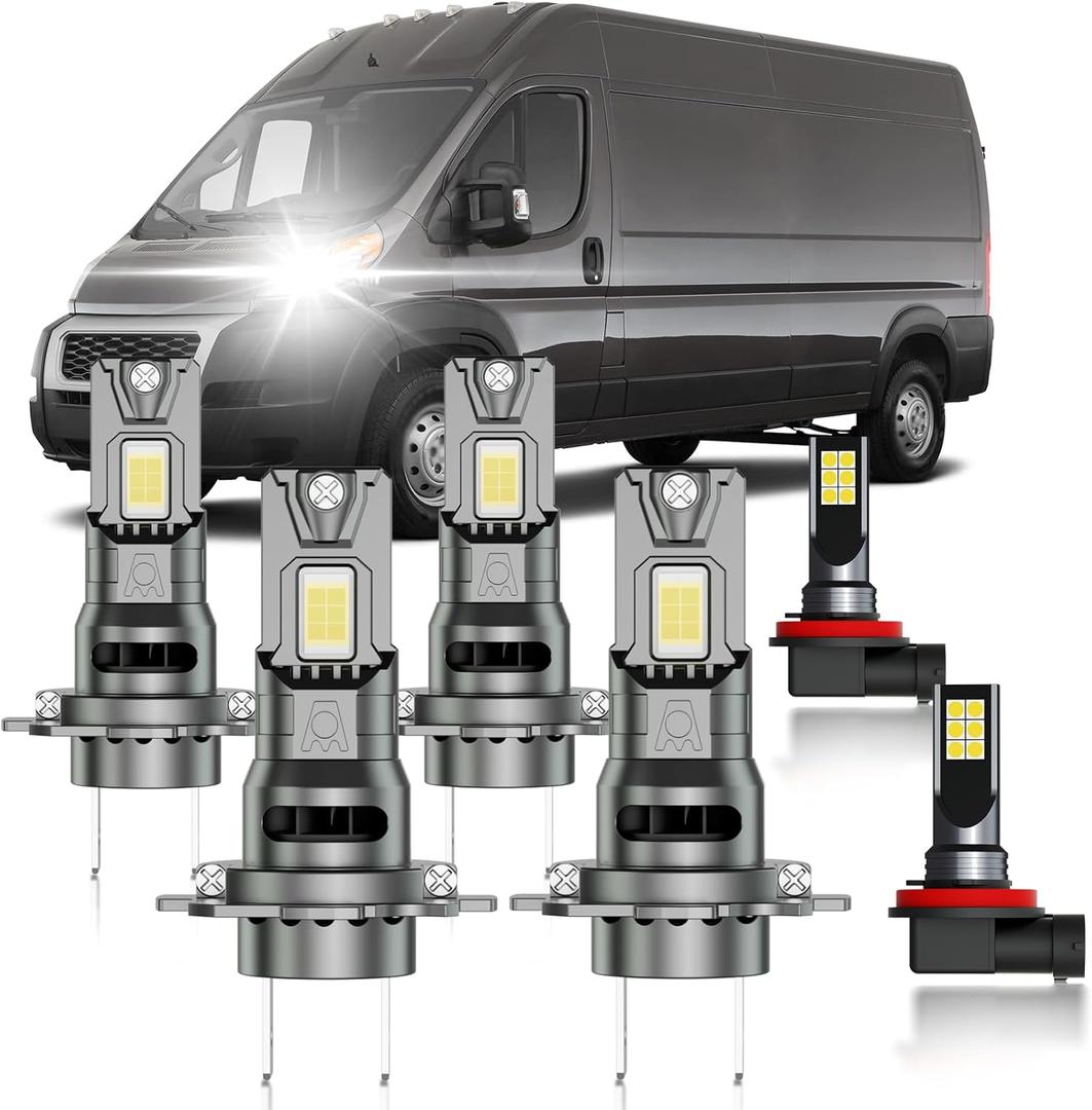 for 2014-2022 Ram ProMaster 1500 2500 3500 Multi Beam FOG Lights Bulbs Combo, 6pcs Super Bright White Dual Beam and Fog Lights Blubs Package, 1:1 Size as Stock Bulbs, Plug and Play
