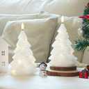 Homemory Christmas Tree Candles with Remote, 2 Pcs Waxy LED Flameless Candles Flickering, White Electric Lights Battery Operated for New Year Celebration Holiday Decorations 7.5 Inches