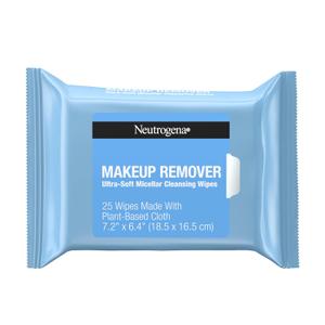 Neutrogena Makeup Remover Wipes, Daily Ultra-Soft Micellar Cleansing Wipes Gently Remove Oil & Makeup with No Heavy Residue, formulated without alcohol & Made with Plant-Based Cloth, 25 ct, 6 Pack