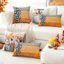 2 x Artscope Fall Decorative Throw Pillow Covers 20x20 Inch Set of 4 Fall Gifts for Home Decor, Autumn Pumpkin Sweet Home Thankful Grateful Blessed Outdoor Farmhouse Pillow Cases for Sofa Couch-Grey