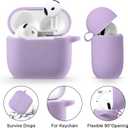 Maxjoy for Apple Airpods 4th Generation Case Cover(2024), Silicone Case with Cherry Blossom Ornament Keychain Compatible with Airpods 4 case for Women,Men-Lavender
