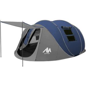 6 Person Easy Pop Up Tents for Camping - AYAMAYA Double Layer Waterproof Instant Tent with Vestibule & Porch, Large Size Family Tent Automatic Setup for 4-6 People Camping Hiking (Poles Included)