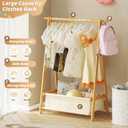 Dress Up Rack - Clothing Rack with Storage Box, Dress Up Storage, Small Foldable Bamboo Garment Stand with Hanging Rods, Dress Up Holder