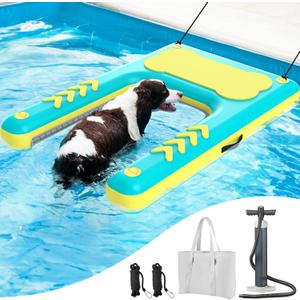 Inflatable Dog Water Ramp, 60"x 40" Extra Large Boat Ramp Floating Dock for Pool Dock Lake Boat, Non-Slip EVA Floating Platform Swimming Float Ladder Steps Pup Plank Pool Ramps for Dogs Up to 240 lbs Inflatable Dog Water Ramp, 60"x 40" Extra Large Boat Ramp Floating Dock for Pool Dock Lake Boat, Non-Slip EVA Floating Platform Swimming Float Ladder Steps Pup Plank Pool Ramps for Dogs Up to 240 lbs