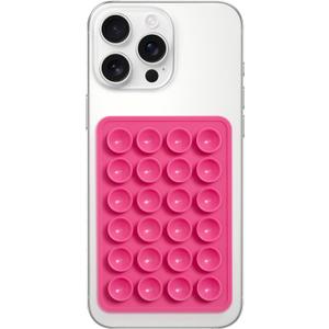 6 x Upgraded SUCKY Silicone Suction Phone Case Adhesive Mount - Hands-Free Phone Accessory for iPhone and Android - Sticky Grip for Selfies, Videos - (Hot Pink)