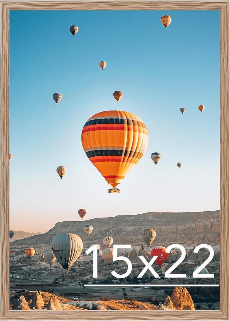 JCJMY 16"x23" Picture Frame Rustic Brown for Poster Photo Picture, Horizontal and Vertical Formats for Wall Hanging, 16"x23" Wall Gallery Poster Photo Frame for 15 by 22 Photos Posters,Rustic Brown