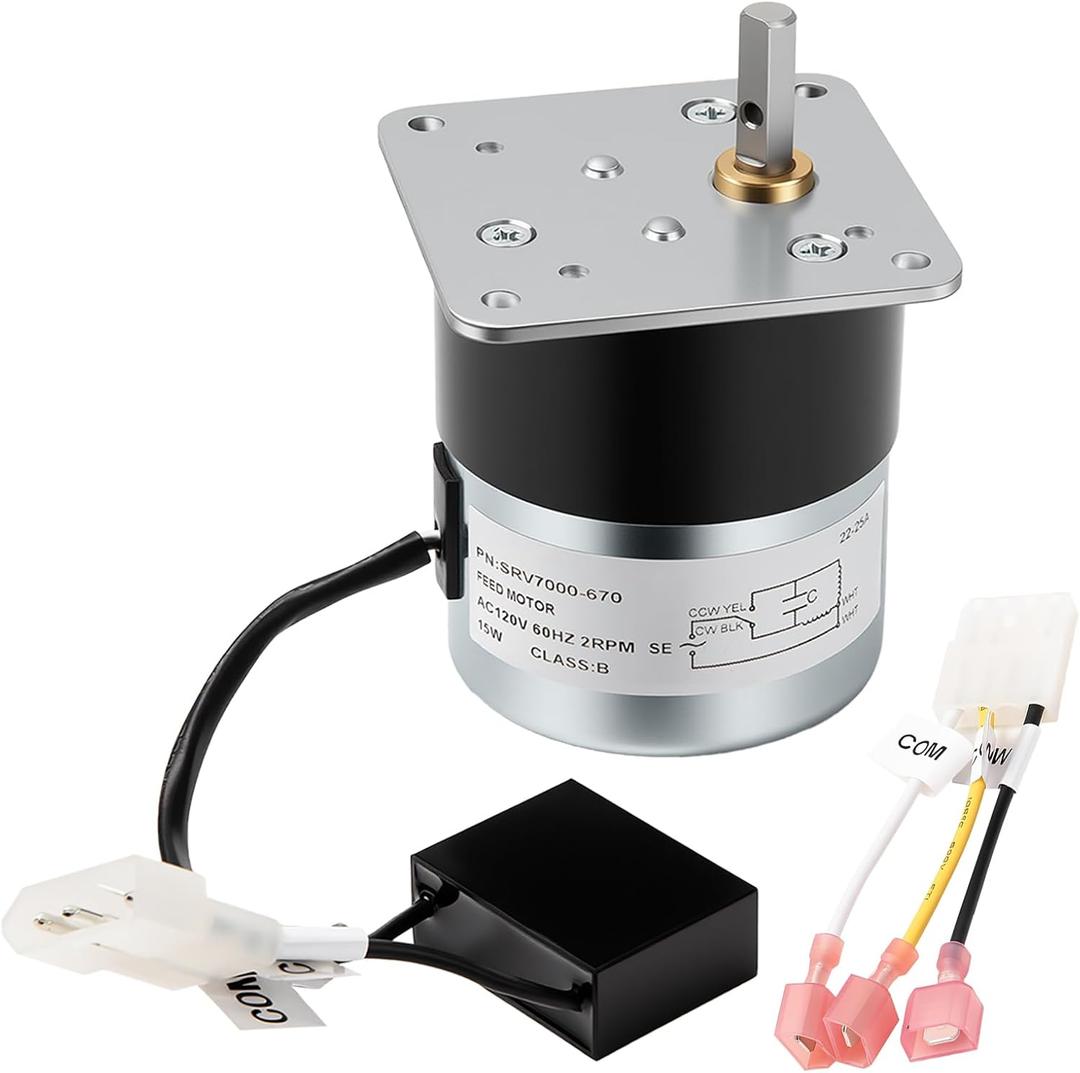 SRV7000-670 Auger Feed Motor for Pelpro PP130 PP60 PP70 PP130B PP150 PPC90 TSC90, 2RPM Auger Motor Replacement for Pleasant Hearth PH50CABPS PH35PS PH50PS Pellet Stoves