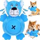 Interactive Dog Toys, Plush Dog Toy with Treat Dispensing Ball, Squeaky Dog Toy with Cute Plastic Paws for Playing,Slow Eat Hiding Food Enrichment Toy for Small & Medium Breeds (Blue)