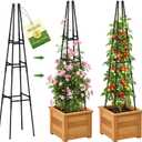 Garden Obelisk Trellis for Climbing Plants Outdoor, 63 Inch Height Adjustable Gardening Trellis, Steel Plastic Coated Plant Support for Indoor & Outdoor Multiple Climbing Plants(1PCS)