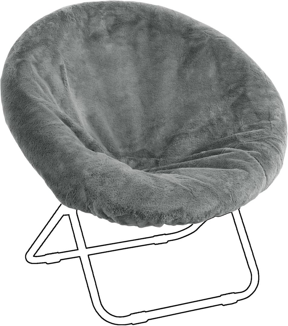 HOMBYS Faux Fur Cover for Saucer Chair, Removable Round Moon Chair Slipcover (Without Chair, Only A Cover), Ultra Soft and Waterproof Chair Cover for Saucer Chairs Size Between 28-30 in x 29-32 in