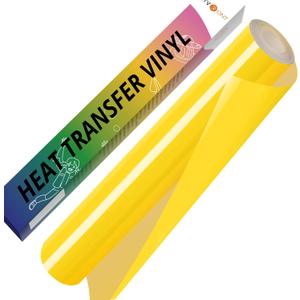 HTVRONT Yellow HTV Vinyl Roll - 12" x 10ft Yellow Iron on Vinyl for All Cutter Machine & Silhouette Cameo, Heat Transfer Vinyl Rolls for t Shirts - Easy to Cut & Weed for Heat Vinyl Design