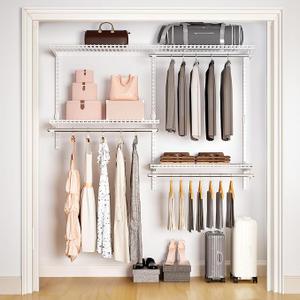 Sturdy Closet Organizer System: 4.4 Ft. Custom Metal Wire Shelving
Wall Mounted Closet Kit for Bedrooms Laundry Mudroom - Adjustable Storage Shelves for Clothes Handbags - Easy to Assemble