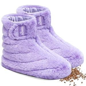 NEWGO Microwaveable Booties Feet Warmers for Women, Heated Foot Warmer with Natural Fillings, Heating Wrap for Cold Feet, Arthritis, Foot Stiffness, Plantar Fasciitis, Gifts for Women, Size: 11.8"x7.9"(30 cm x 20 cm)