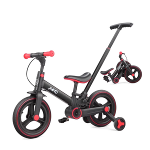 JMMD 6 in 1 Toddler Bike with Push Handle for Kids 18-60 Months, 12" Foldable Balance Bike with Training Wheels, Pedals, Brakes, Kickstand, Push Tricycle Toddler Gift & Toys for Boy & Girl