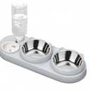 Marchul 3 in 1 Cat Bowl, Cat Food and Water Bowl Set with Water Dispenser and Stainless Steel Bowls, 15 Tilted Pet Raised Three Bowls for Indoor Cats, Small or Medium Sized Dogs