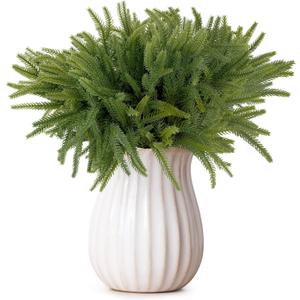 Fovths 6 Pieces Christmas Norfolk Pine Branch 18 Inch Norfolk Pine Stems Artificial Norfolk Christmas Greenery Plants DIY Crafts Faux Pine Branches for Xmas Home Decor Garland Wreath Craft