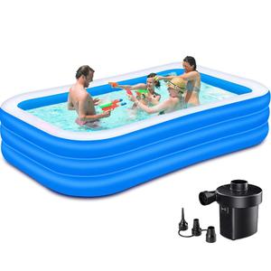 Nattork Inflatable Swimming Pool, 120 x 73 x 24 Inch Family Full-Sized Above Ground Kiddie Inflatable Swimming Lounge Pool for Kids, Adults, Blow up Pool with Pump for Backyard, Includes Patches