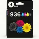 AMAZINK HP Compatible Ink Cartridge for 936XL Ink. Includes Black, Cyan, Magenta and Yellow Cartridges. Works with 9110b 9122e 9125e 9135e 9128e 9130b Printers. 4 Pack 936