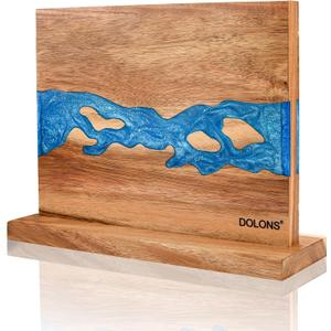 Magnetic Knife Block,Acacia Wood And Resin Kitchen Magnetic Knife HolderEquipped with strong magnets,Multifunctional Double Side Knife Storage Organizer for Kitchen Counter Gifts for new home