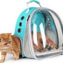 Lollimeow Cat Carrier Backpack, Expandable Bubble Pet Carrier for Cats and Small Dogs, Airline Approved Travel Backpack for Hiking, Walking & Outdoor Adventures - Supports up to 16 lbs (Front Expandable-Green)