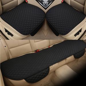 Car Seat Covers Front&Rear Protector Mat Pad, Anti-Slip Full Set Car Seat Cushion, Linen Fabric Universal Size (Black, Bottom(Front+Rear))