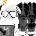 Kids Mask Fins Snorkel Set Snorkeling Packages, with Diving Mask, Snorkel, Adjustable Swim Fins, Mesh Bag, Anti-Fog Anti-Leak Snorkeling Gear for Kids for Snorkeling Swimming Diving