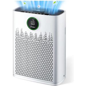 Ecoself Air Purifiers for Home Large Room, Cover Up to 2400 Ft with True HEPA Filter, Smart Mode, PM2.5 Air Quality Display, 22dB Sleep Mode, Aromatherapy with 2X-Purification & 360Air Outlet, HAP603