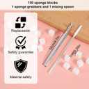 150pcs Soft Nail Sponges for Ombre, with 1 Grabbing Pen & 1 Mixing Spoon Manicure Nail Art Tools and Accessories Supplies for Home DIY & Salon Use