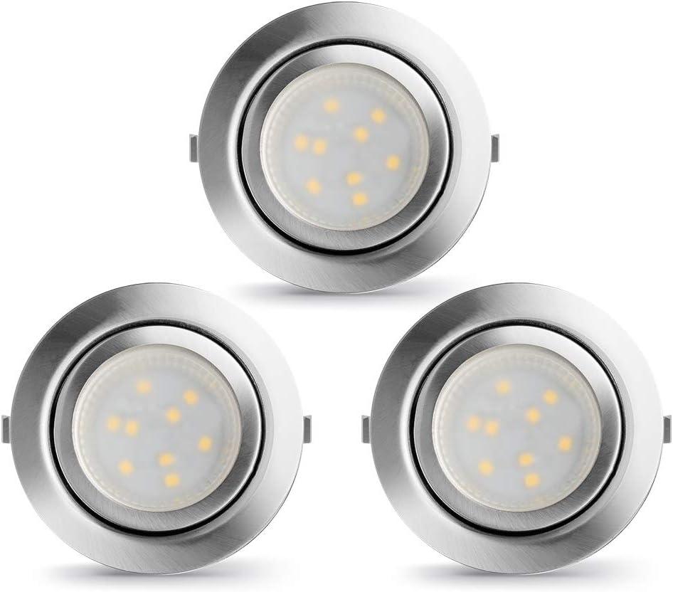 LED Puck Lights Wired Under Cabinet Lighting Dimmable,Recess Mount, Plug In for Display Shelf,Curio,Kitchen Counter Light Fixtures, 2.5In Cutout Haogen Retrofit, 4000K Natural White, Sliver, 3Pcs