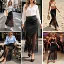 Women's 2026 Lace Patchwork Bodycon Skirt - High Waist Elegant Solid Maxi Long Skirt