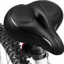MSDADA Oversized Bike Seat, Comfortable Wide Bike Seat Cushion for Men Women, Excercise Bike Seat Replacement for Stationary/Exercise/Indoor/Outdoor/Mountain/Road Bikes (Black)