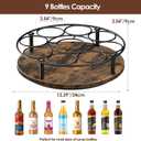 Nuovoware 9 Bottles Rotating Coffee Syrup Rack, Coffee Syrup Rack Organizer Carbon Steel Frame with Wooden Base Bottle Holder for Syrups Table Top Thermos Liquor, Brown+Black