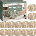 Jumbo Chenille Chunky Yarn for Crocheting - Super Bulky Fluffy Chunky Yarn for Hand Knitting - Extra Thick Soft Blanket Big Yarn 12 Jumbo Pack (27yds,8 oz Each Skein) (Khaki)