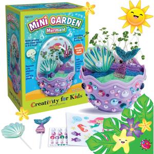 Creativity for Kids Mini Garden: Mermaid Terrarium Kit - Mermaid Gifts for Girls, Crafts for Kids & Toys Ages 6-8+, Stocking Stuffers