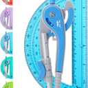 Mr. Pen- Geometry Compass and Protractor Set, 6 Inch Compass, 6 Inch Protractor, Drawing Tool for School, Clear Plastic, Easy Grip, Precision Design for Math, Art, Drafting, Architecture (Blue)