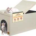 Cat Litter Box Enclosure Furniture for Odor Control, Hidden Cabinet Cats Litter Ottoman with Flip-Up Lid,Cat Litter Box Bench with Storage Space, Dog Proof (Cream, Large)