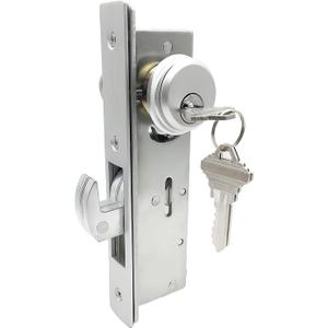 Storefront Door Mortise Lock Swing Deadbolt,Commercial Mortise Lock Double Cylinder Deadbolt Lock Set, Hook Locking Tongue, in Aluminum(1-1/8" Backset)