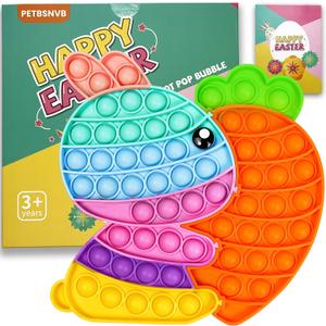 Easter Bunny Poppers, Bunny Carrot Pop Bubble Fidget Sensory Toy, Puzzle Popper, Easter Gifts for Kids,Toddler, Easter Basket for Toddlers Girl, Easter Toys, Stocking Easter Basket Stuffers (Rainbow)