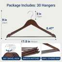 Amber Home 30 Pack Walnut Wooden Coat Hangers, Vintage Wood Suit Hangers with Non-Slip Pant Bar, Clothes Hangers for Closet Organization, Shirts, Jackets, Dresses, and Pants (Retro, 30)