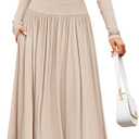 ZESICA Women's Long Sleeve Fall Maxi Dress 2026 Crewneck Knit Casual Slim Swing Pleated Dresses with Pockets