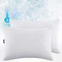 Power Chill Cooling Soft/Medium Down Alternative Bed Pillows for Side, Stomach or Back Sleepers (2 Pack), Queen, White