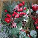 CCINEE Artificial Christmas Picks 20 Pack Assorted Holly Berry Stems Frosted Pine Cones Faux Red Berries White Floral Picks Sprays for Xmas Tree Vase Crafts Garland Christmas Wreath Decoration
