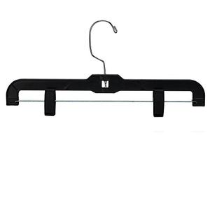 Black Plastic Hangers with Adjustable Clips – Durable Skirt and Pants Hanger Set for Versatile Closet Organization 30PK