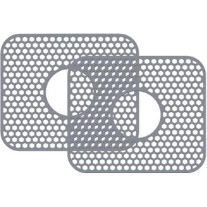 Sink Silicone Mat Protector,13.5 x 11.6 inches Rubber Sink Mat, Kitchen Sink Dish Rack, Protect Sink from Stains, Damage, Scratches, Dishwasher Safe Sink Grid, Sink Mat, for Kitchen (2 Pcs,grey)