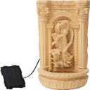 XBrand 30.3" Solar Pot Fountain, Tall Brown Maiden Holding Pot Wall Fountain, Outdoor Water Fountain, Polyresin