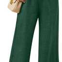Womens Wide Leg Capri Pants Summer Palazzo Dressy Casual Pant Beach Loose High Waist Lounge Flowy Trouser with Pockets (Green, XXL)