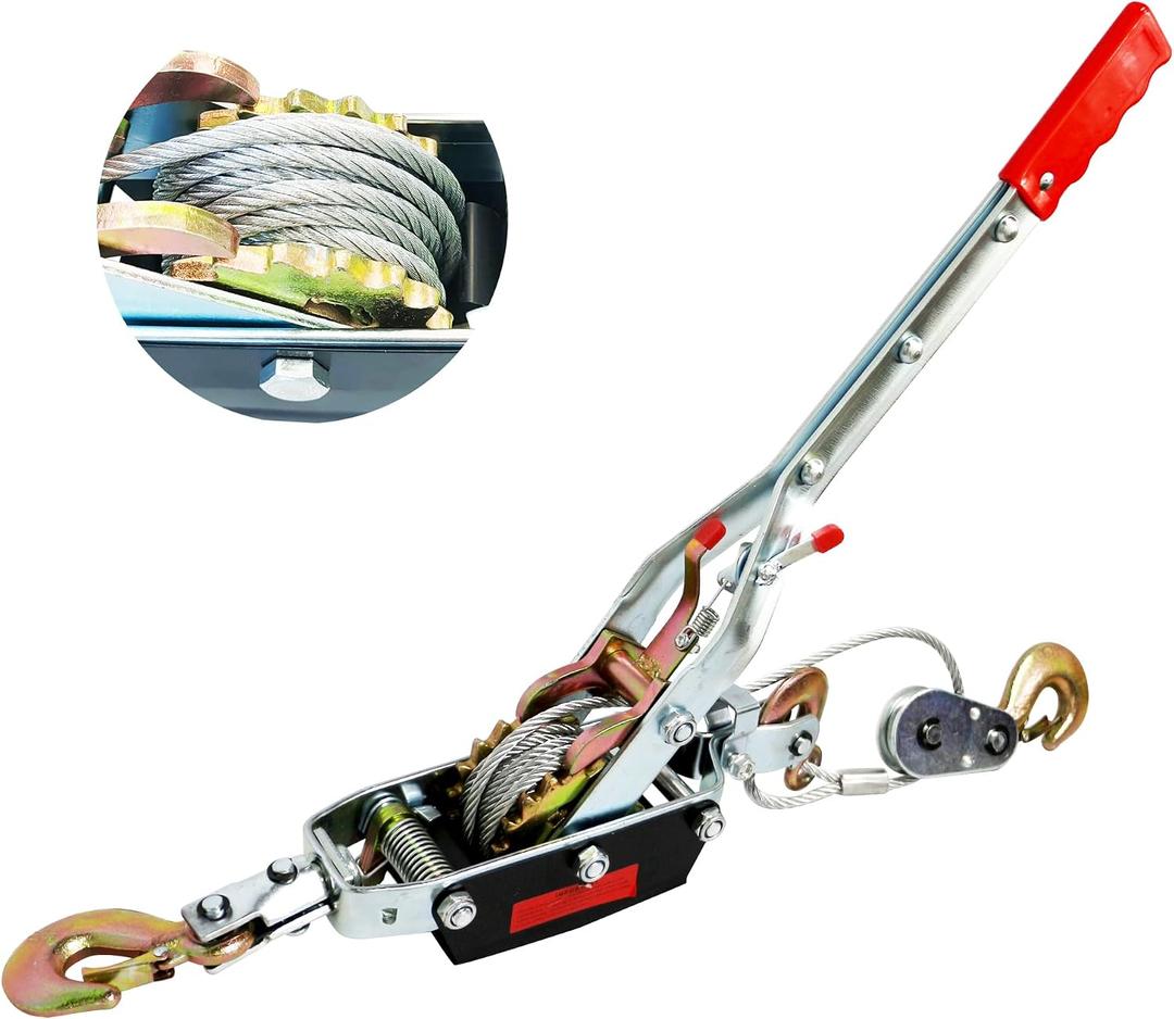 Come Along Winch 5-Ton (10,000 Lbs) with 12FT Steel Cable,Hand Winch Cable with Dual Gears,Heavy Duty Power Cable Come Along Tool for Vehicle Rescue,Automotive Hoist Winch Puller