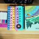 Pop Fidget Erasable Doodle Book,Pop Bubble Fidget Sensory Drawing Book with 12 Watercolor Pens,Car Ride Airplane Activities for Girls Boys Ages 3,4,5,6 (Silicone, Multi Bear)