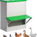 25lb Automatic Chicken Feeders Metal Poultry Feeder no Waste Large Chicken Coop Feeders with Lid Hanging Chicken Feeder Trough for Quail Chickens Ducks Feeder Outside Waterproof Chicken Feeder